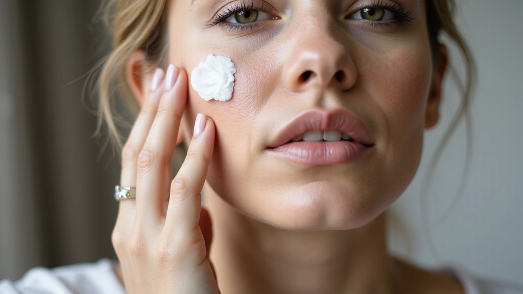Woman applying skincare product