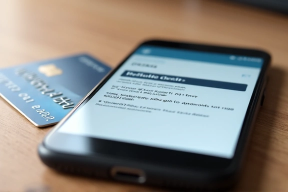 Credit card with a refund notification on a phone